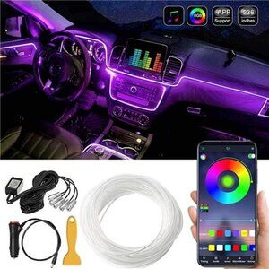 6M Car RGB Interior Ambient LED Strip Light APP Music‎ Control Atmosphere Lamps